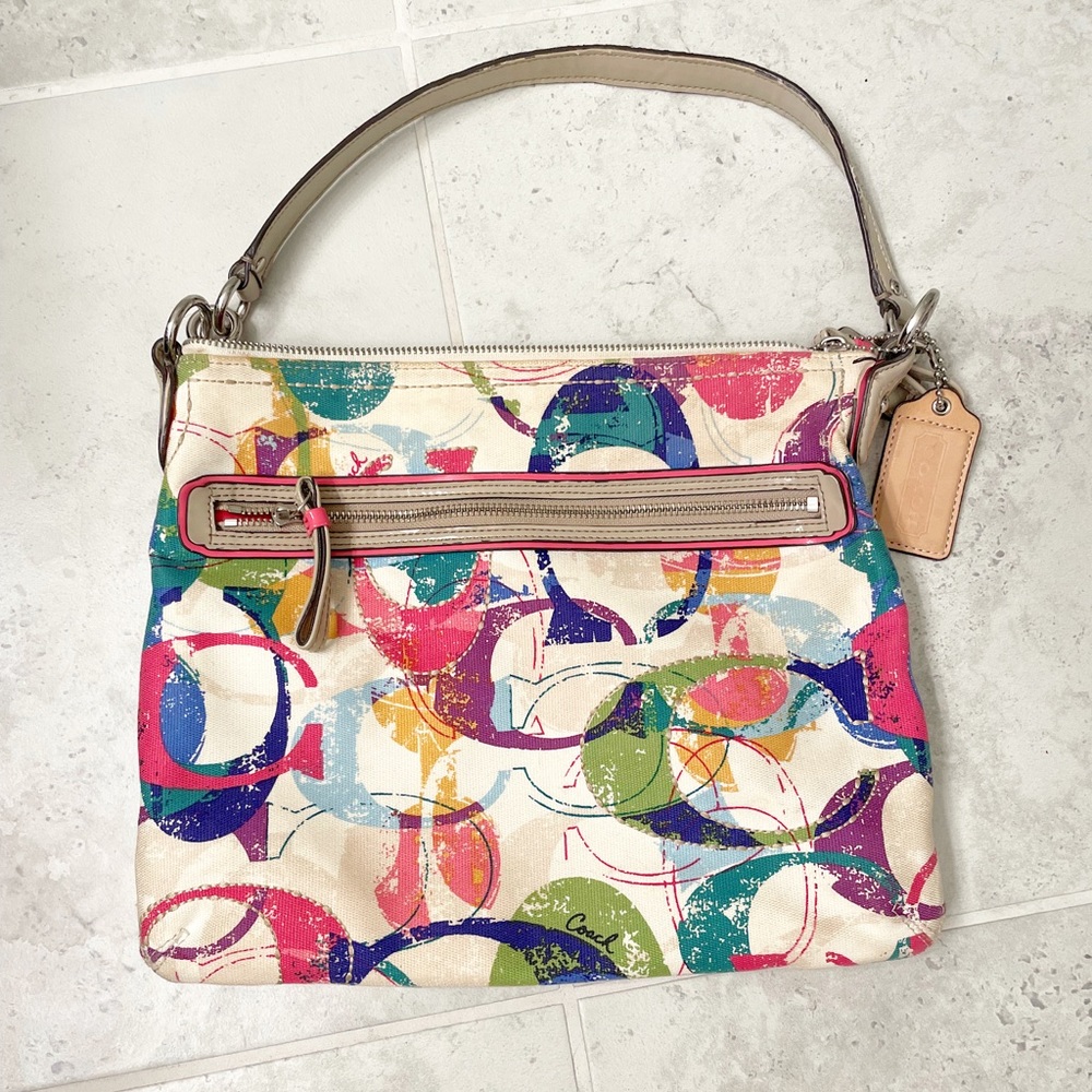 Coach Monogram Shoulder Bag - Poppy Stamped C Hippie Signature Bag